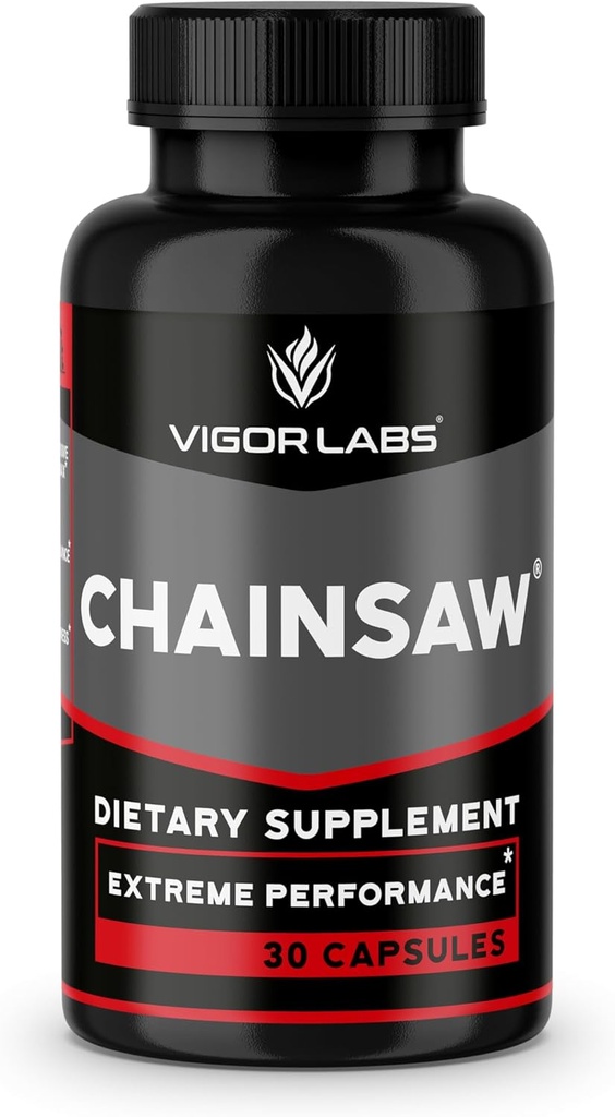 Chainsaw por Vigor Labs (30 Capsules), apoya la firmeza, la resistencia y la resistencia, suplemento dietético para el flujo de sangre (Made en EE.UU.)
