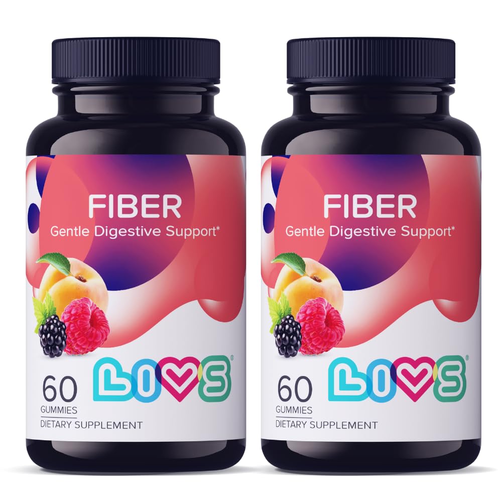 LIVS Fiber Gummies for Adults – Promote Digestive Support & Regularity | Gut Health & Smooth Digestion | Plant-Based Prebiotic | Non-GMO Fiber Supplement for Men & Women | 60 Count with 30 Servings