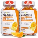 Calcium Magnesium Zinc Gummies for Adult: 1200mg Calcium Citrate with Vitamin D3 K3 - Natural Organic Sugar Free High Absorption Supplement for Women Men Kids(120Count)