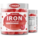 Iron Supplement for Women Teen Girls, Ferrous Gluconate 324 mg, Iron Gummies with Vitamin C, A, B, Folate, Copper, Zinc, Energy & Blood Support, Immune Health, Sugar Free 120 Gummies