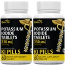 Potassium Iodide Tablets 130 mg (Pack of 2) - (120 Tablets) 10 Year Shelf-Life EXP 2034 to 2035 - Ki Pills - Yoduro de potasio - Nutri Supplements - 3rd Party Tested - NSF cGMP Certified Facility