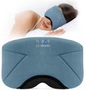 Sleep Mask with Headphones Bluetooth 5.4, LC-dolida Wireless Music Eye Mask for Sleeping Headphones with Soft Bamboo Cotton Cooling Breathable,Ultra-Thin Stereo Speaker for Side Sleepers - Ash Blue