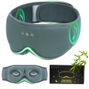 Bamboo Cotton Large Sleep Mask with Bluetooth Wireless Headphones - Blackout Eye Mask for Sleeping 3D Contoured Sleep Eye Cover Headband Ear Plugs Low Noise Hook for Men Women Better Experience (Grey)