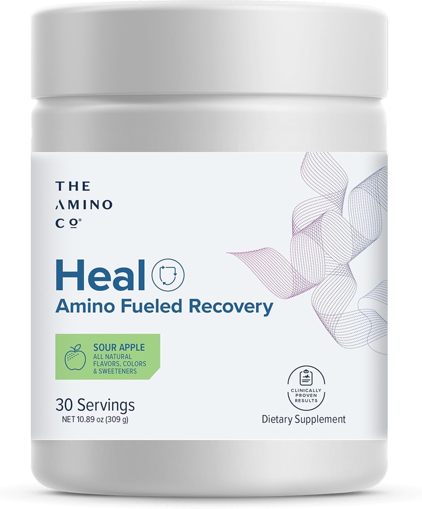 L'Amino Co. - Heal - Post Workout Recocky Bebe amb la fórmula àcida Phoyder de l'Amino - del Mono Creatine Pawder per Efificient Muscle, Vegan, i Keto-micly amb Suur Apple Flavor - 10.89oz.