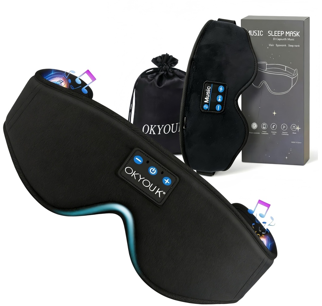 2026 New Sleep Headphones Pro | Built-in White Noise Sleep Mask,75g Ultra-Light Bluetooth Eye Mask for All Face Shapes, Zero-Pressure Fit, Breathable Bamboo, 100% Blackout for Deep Sleep & Travel