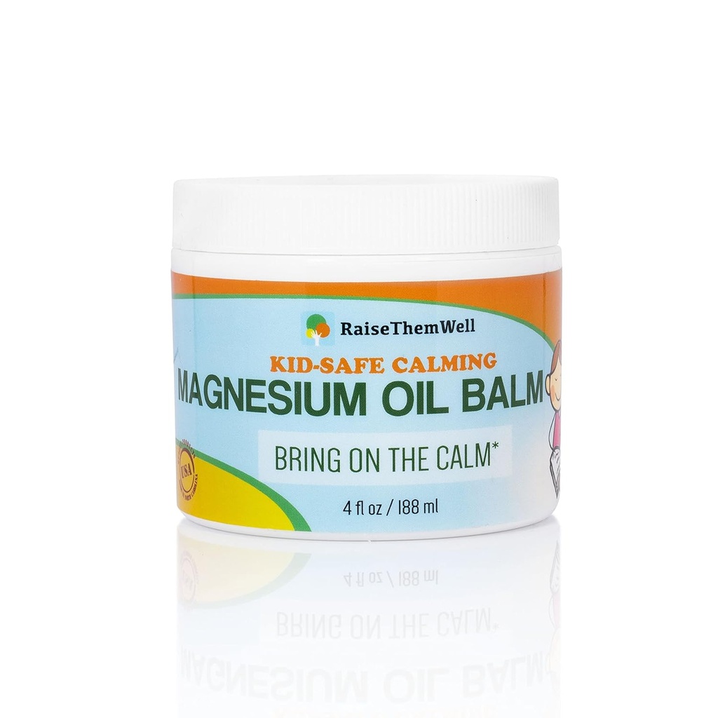 Raise Them Well Kids Calming Magnesium Balm – 4 fl oz | Natürliche Angst & Schlaf-Unterstützungscreme mit Lavender, Kokosöl & Jojoba | Beruhigendes Magnesiumöl für Kleinkinder & Kinder