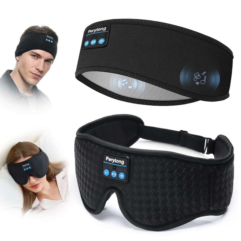 2-Pack Sleep Headphones Bluetooth 3D Sleep Mask & Wireless Headband Headphone with Ultra-Thin Speakers, Sleeping Headphones for Side Sleepers, Running, Workout, Insomniac, Travel, Gifts, Meditation