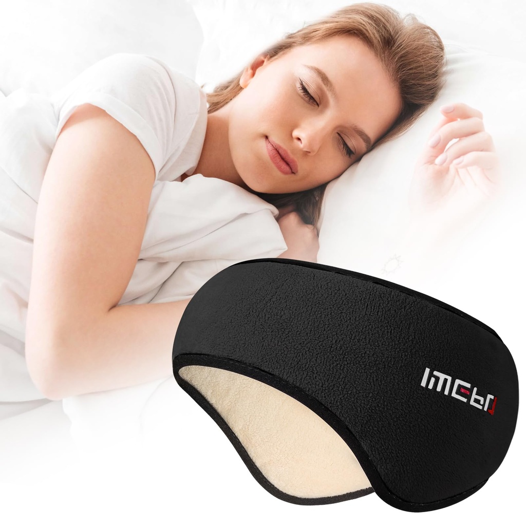 Sleep Mask & Earmuffs for Sleep - 2 in 1 Eye & Ear Mask, Comfortable & Soft for Side Sleepers (Black)