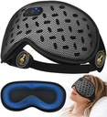 MUSICOZY Bluetooth Sleep Mask, Cooling Weighted Eye Mask with Bluetooth Headphones for Side Sleepers, 3D Contoured Relaxing No Pressure Eye Cover to Block Light for Night Sleeping(Grid Black)