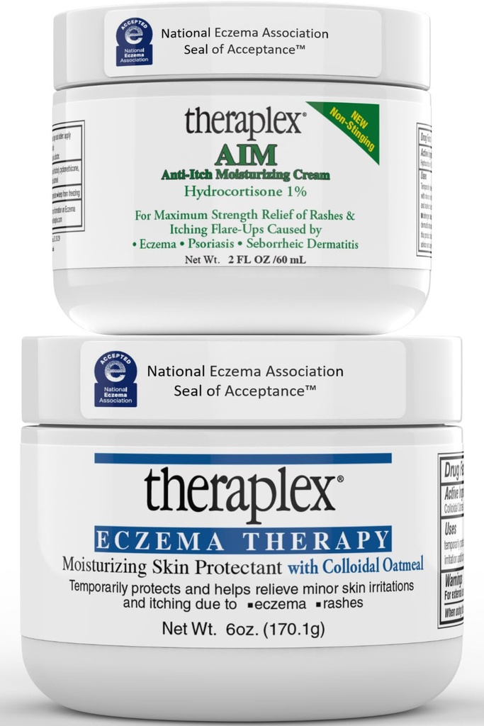 Theraplex Eczema Treatment Bundle - AIM Itching Cream (3 Oz) & Eczema Therapy (6 Oz) for Itch Relief - Strongest Anti Itch Cream & Moisturizer - for Itchy Skin Treatment