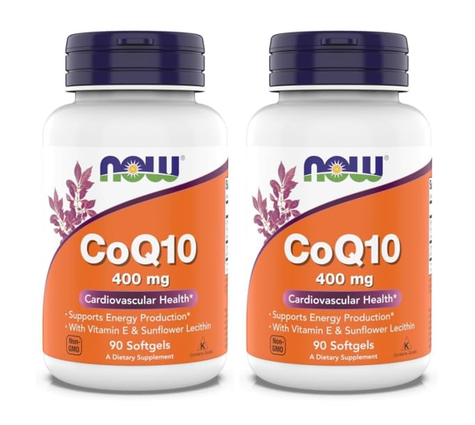 NOW Foods Supplements, CoQ10 400 mg, Pharmaceutical Grade, All-Trans Form Produced by Fermentation, 90 Softgels (Pack of 2)