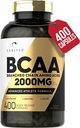Carlyle BCAA Capsules | 2000mg | 400 Powder Pills | Amino Acids Supplement Blend | for Women and Men | with L-Isoleucine, L-Leucine, L-Valine | Non-GMO and Gluten Free