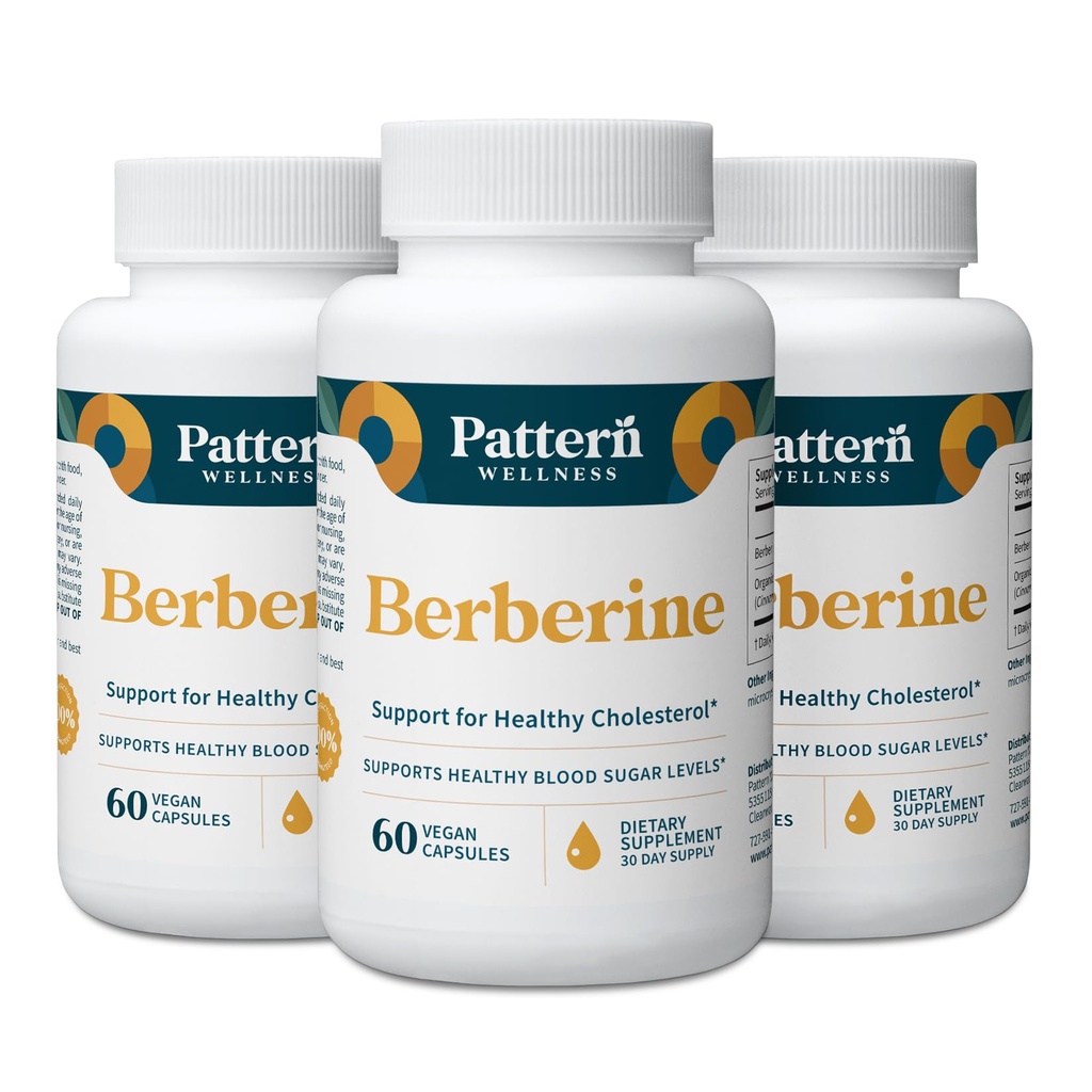 Pattern Wellness Berberine Supplement with Organic Ceylon Cinnamon – Supports Metabolic Balance & Circulatory Wellness – Non-GMO, Vegan – 180 Vegan Capsules