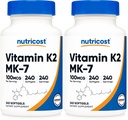 Nutricost Vitamin K2 MK-7 100 mcg, 240 Softgels - Gluten Free and Non-GMO MK7 (Pack of 2)