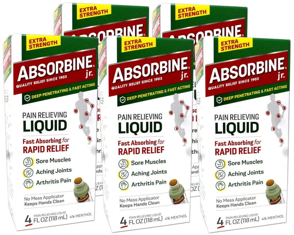 Absorbine Jr. Plus Pain Relieving Liquid 4 oz, 5pk