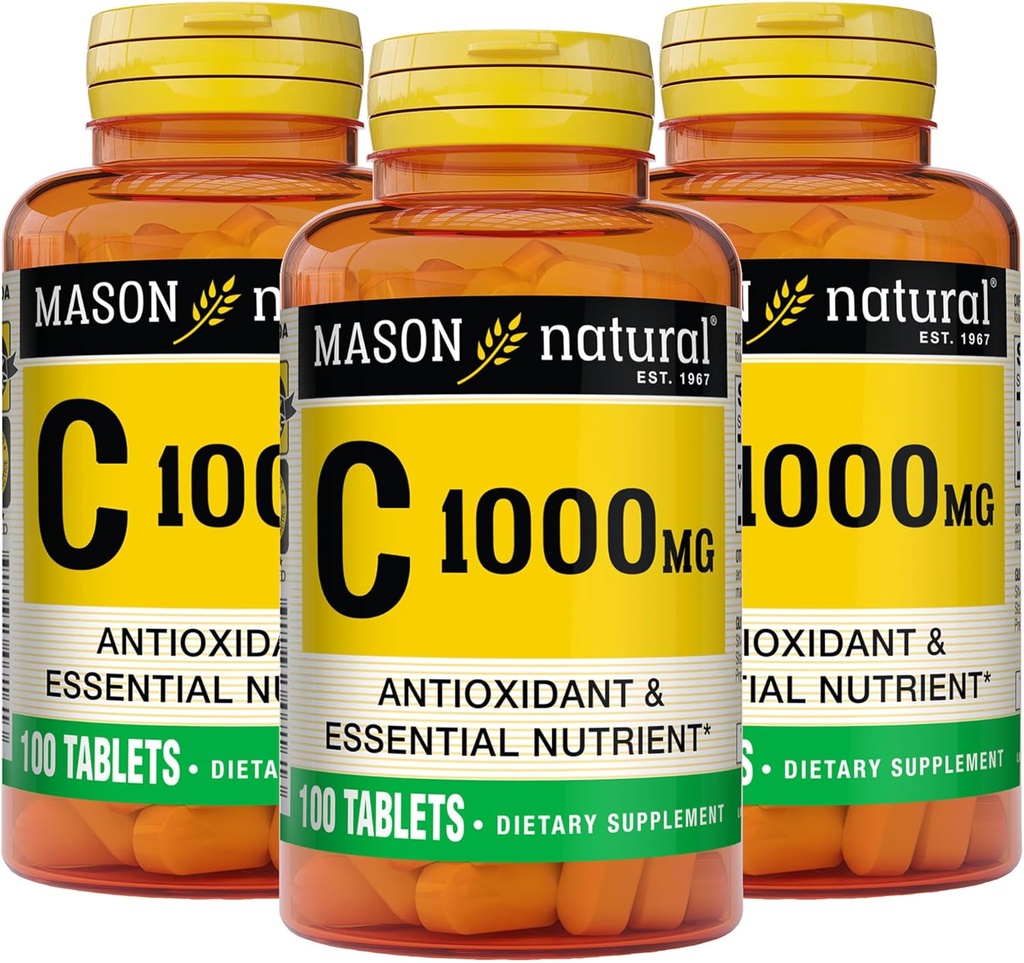 MASON NATURAL Vitamin C 1000 mg, 300 Tage Versorgung, Unterstützt gesundes Immunsystem, Antioxidans und essentielle Nährstoffe, 3 Pack