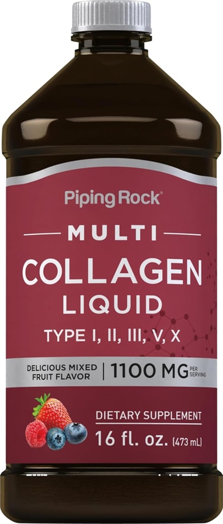 Piping Rock Liquid Collagen 16 fl oz  год. 1100mg Фрут Аромат Множество Collagen Petides с витамин C     гофри добавки
