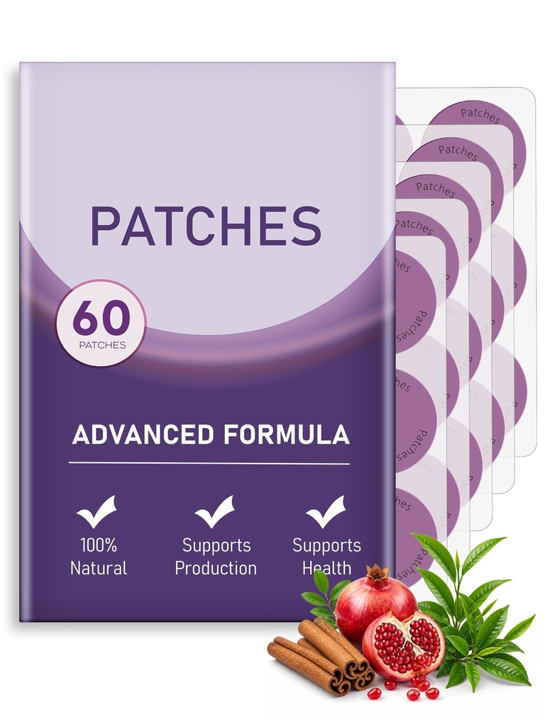 Berberine Patches with Moringa, Green Tea, L-Glutamine and Chromium | Transdermal Wellness Patch for Women & Men | 8-Hour Long-Lasting Formula | 60 Patches (2 Month Supply)