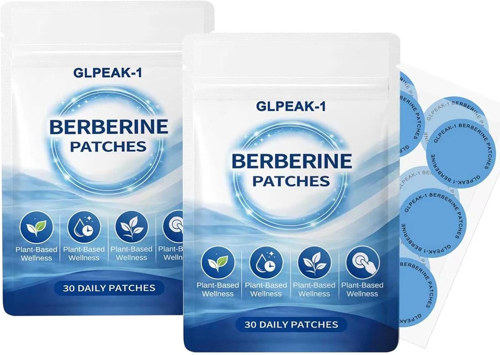 Berberine Patches | Berberine Patch with L-Glutamine, Garcinia Cambogia, Resveratrol for Women & Men, Pack of 2