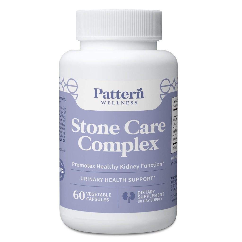 Pattern Wellness Stone Care Complex Supplement – 60 Capsules | Supports Healthy Kidney & Urinary Function – Chanca Piedra, Chamomile Extract & Boron – 3rd Party Lab Tested – Vegan, Non-GMO