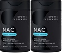 Sports Research N-Acetyl L-Cysteine (NAC) 600mg, 90 Veggie Capsules - Vegan, Non-GMO, Gluten Free. Lemon Aroma (Pack of 2)