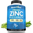 Nutrivein Premium Zinc Gluconate 100mg - 120 Capsules: High-Absorption Zinc Gluconate Supplements for Whole-Body Well-Being - Essential Elements for Wellness