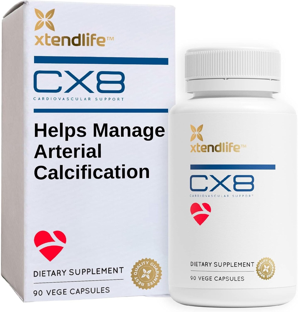 Xtendlife CX8 Heart Health Supplement for Cardiovascular Support, Circulation, and Arterial Health - with Vitamin K2 MK7, D3, Tocotrienols, and Sea Buckthorn-30 Day Supply
