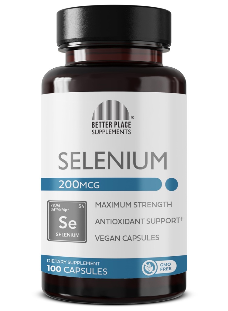 Better Place Supplements Selenium, 200mcg - 100 Vegetarian Capsules | Supports Immune System & Healthy Cellular Function (1)