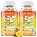 2 Pack Potassium Citrate Gummies, High Potassium Supplement Gummies 1200mg for Adults & Kids, Support Leg Cramps & Muscle Health, Vegan, Mango Flavor 120 Count