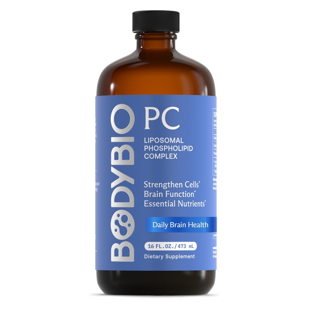 BodyBio PC - Phosphatidylcholine for Brain Health, Mental Clarity, Cognitive Function, Cellular Repair & Healthy Aging, Phospholipid Complex Supplement for Gentle Daily Detox 16 FL OZ
