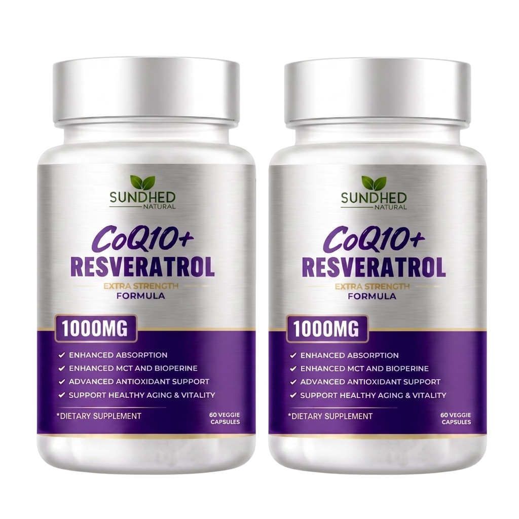 CoQ10 Powerful Antioxidant (Capsules Coq10+Resveratrol) (Pack of 2)