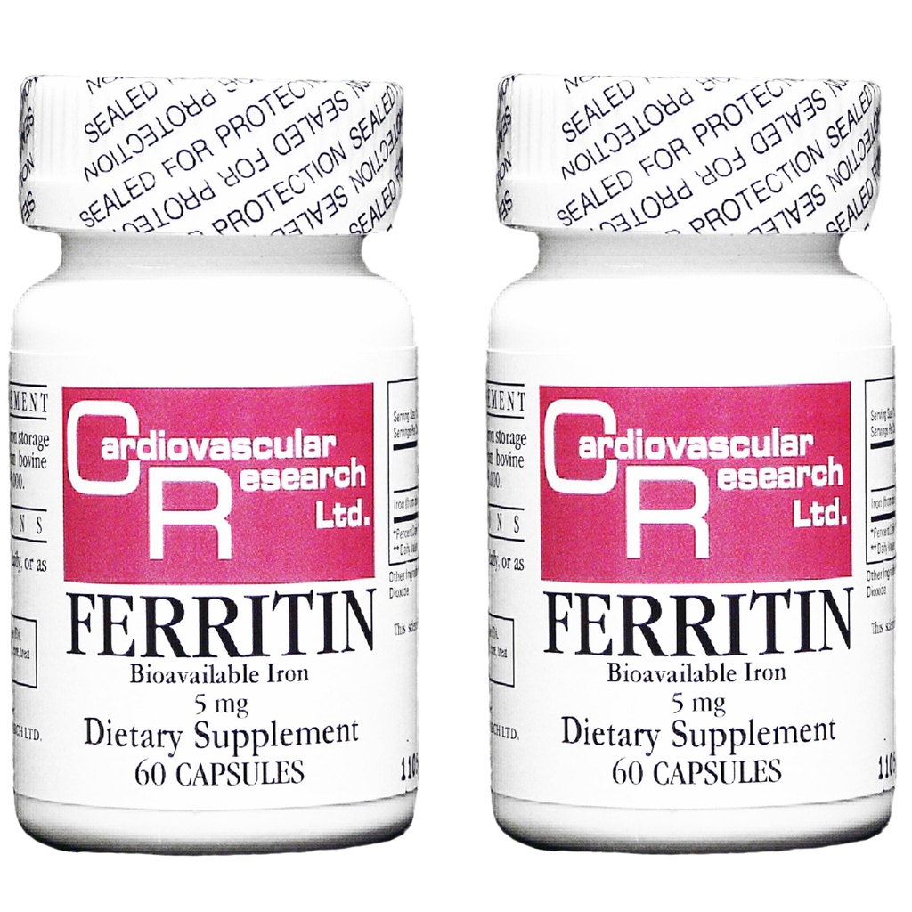Cardiovascular Research Ferritin 5 mg New Tamper Resistant Store and Ship Packaging 120 Count