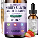 30-in-1 Kidney & Liver, Lymph Cleanse Detox & Repair Drops with Cranberry Extract, Milk Thistle & Dandelion, Kidney Support Supplement, Lymphatic Drainage & Liver Support | Strawberry Flavor, 2 FL Oz