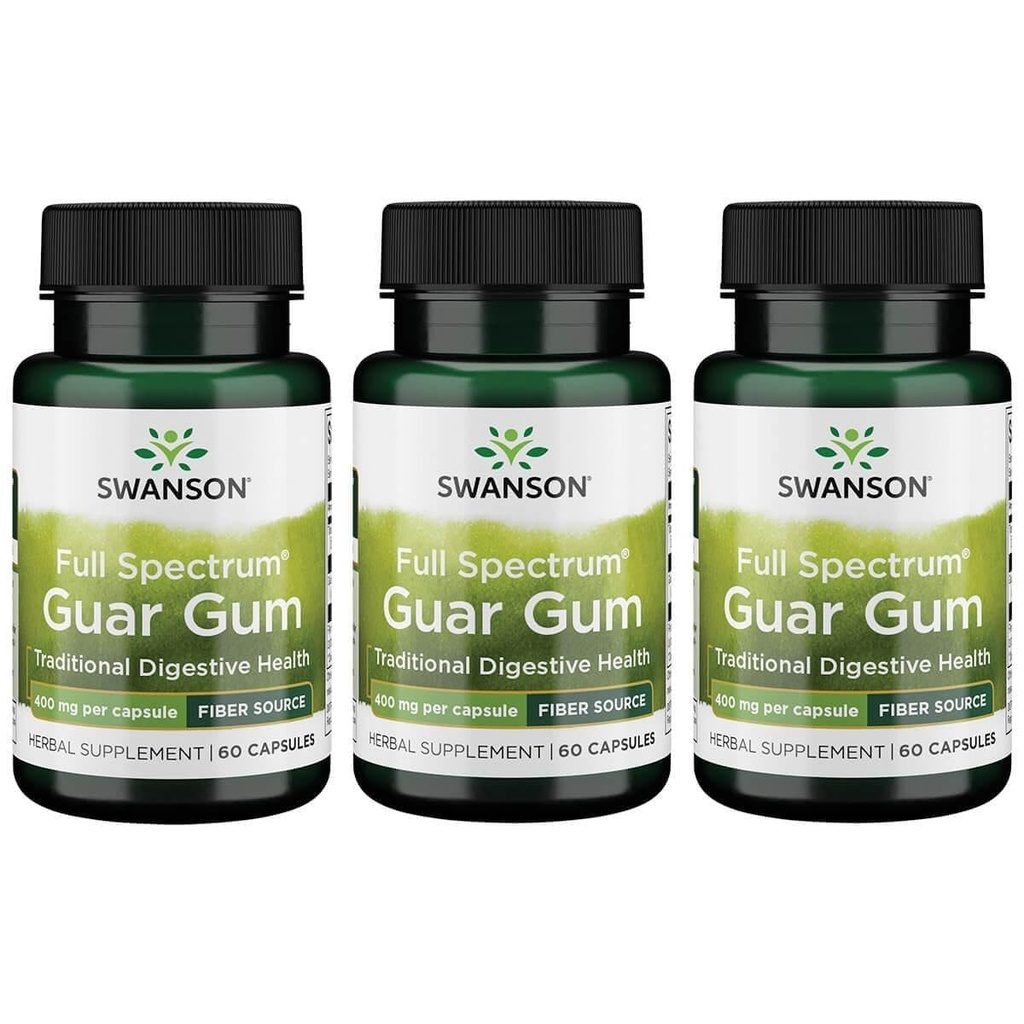 Swanson Full Spectrum Guar Gum 400 mg 60 Caps (3 Pack)