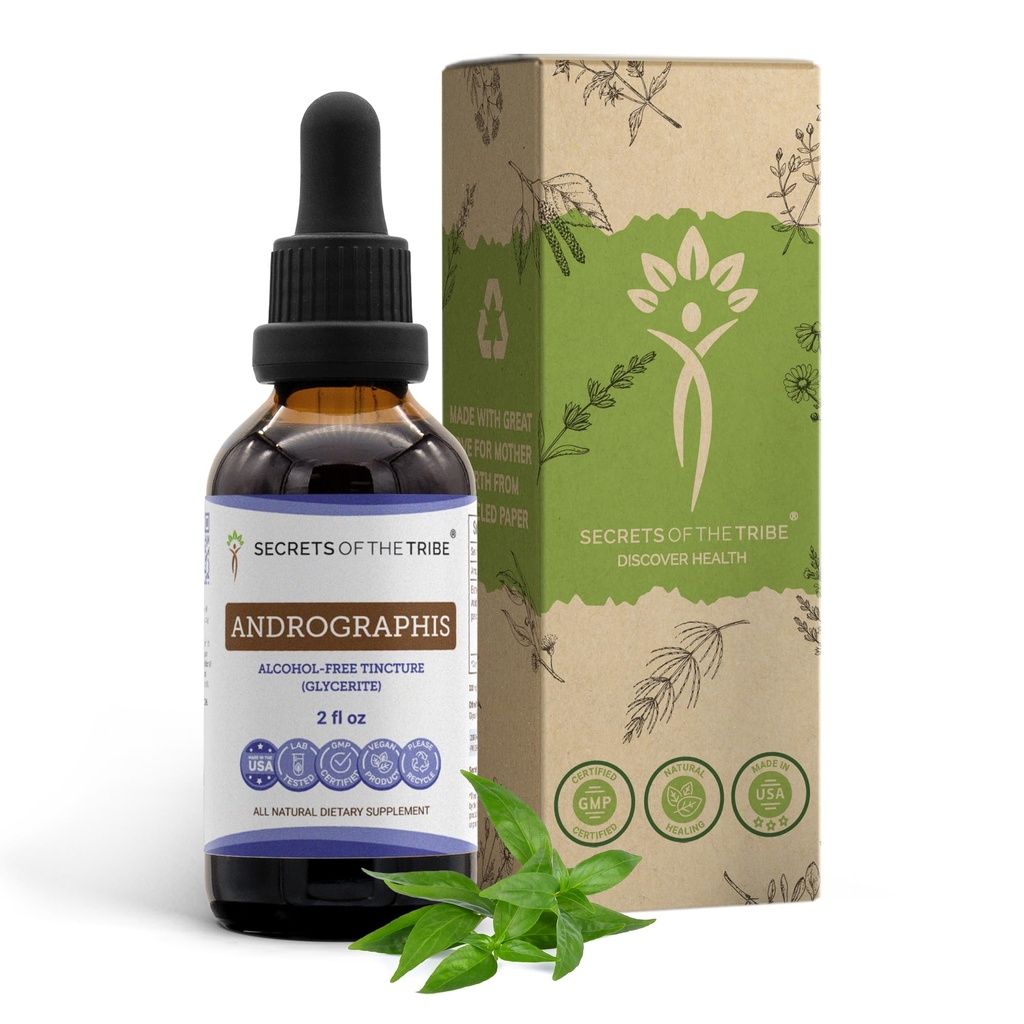 Secrets of the Tribe Andrographis Alcohol-Free Liquid Extract, Fah talai jone, Chuan Xin Lian, Andrographis paniculata Tincture Supplement (2 FL OZ)