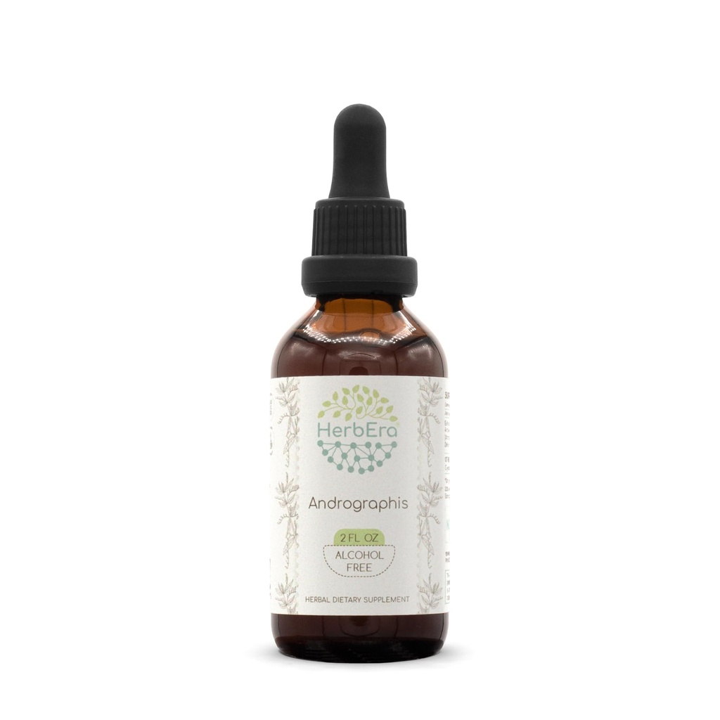 HerbEra Andrographis Alcohol-Free Herbal Extract Tincture,Concentrated Made with Fah talai jone, Chuan Xin Lian, Andrographis paniculata 2 fl oz