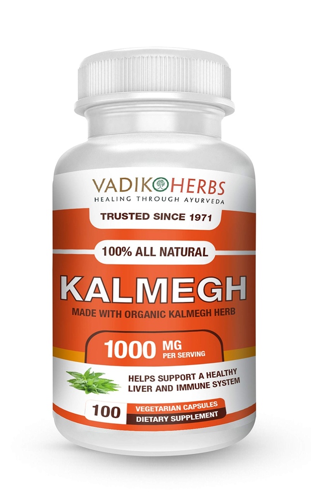 Vadik Herbs Certified Organic Kalmegh (Andrographis paniculata) Powder | Support Immune and Liver Health | 100 Vegicaps