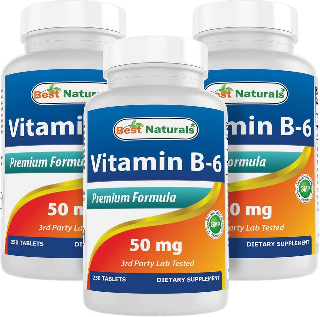 Best Naturals Vitamin B6 50 mg 250 Tablets (250 Count (Pack of 3))