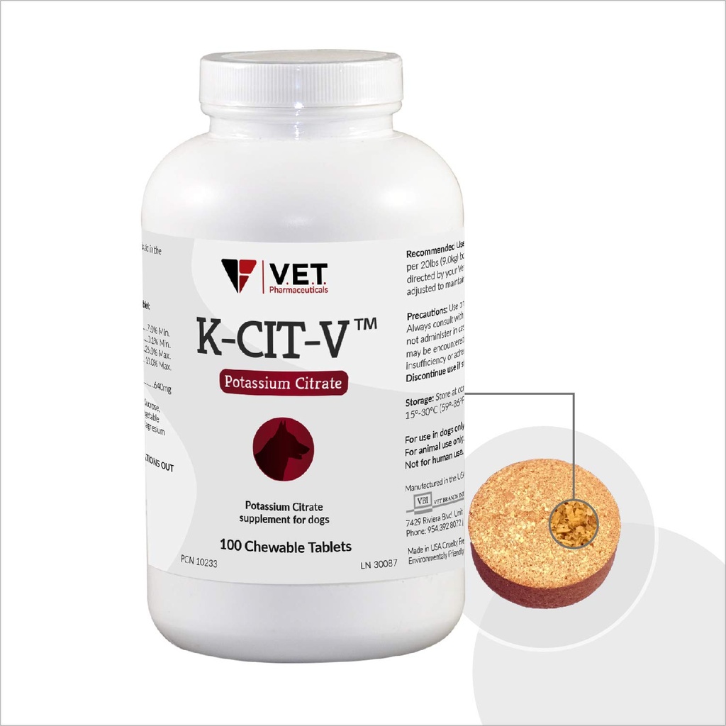 K-CIT-V Potassium Citrate Plus Cranberry Chewable Tablets, 640mg, 100ct