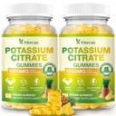 2 Pack Potassium Citrate Gummies 1500mg, Potassium Supplement Gummies for Adults Women & Men, Support Leg Cramps & Muscle Health, Sugar-Free, Pineapple Flavor, 120 Count