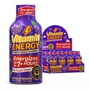 Vitamin Energy Grape Pop Extra Strength Energy Shot, 12 Pack - Up to 7 Hrs, 260mg Natural Caffeine, Zero Sugar - Green Tea Extract, Immune Support, B12 B6 Niacin, 1.93 fl oz, Keto Vegan