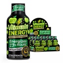 Vitamin Energy Sour Apple Extra Strength Energy Shot, 12 Pack - Up to 7 Hrs, 260mg Natural Caffeine, Zero Sugar - Beta-Alanine + Electrolytes, Workout Support, B12 B6 Niacin, 1.93 fl oz, Keto Vegan
