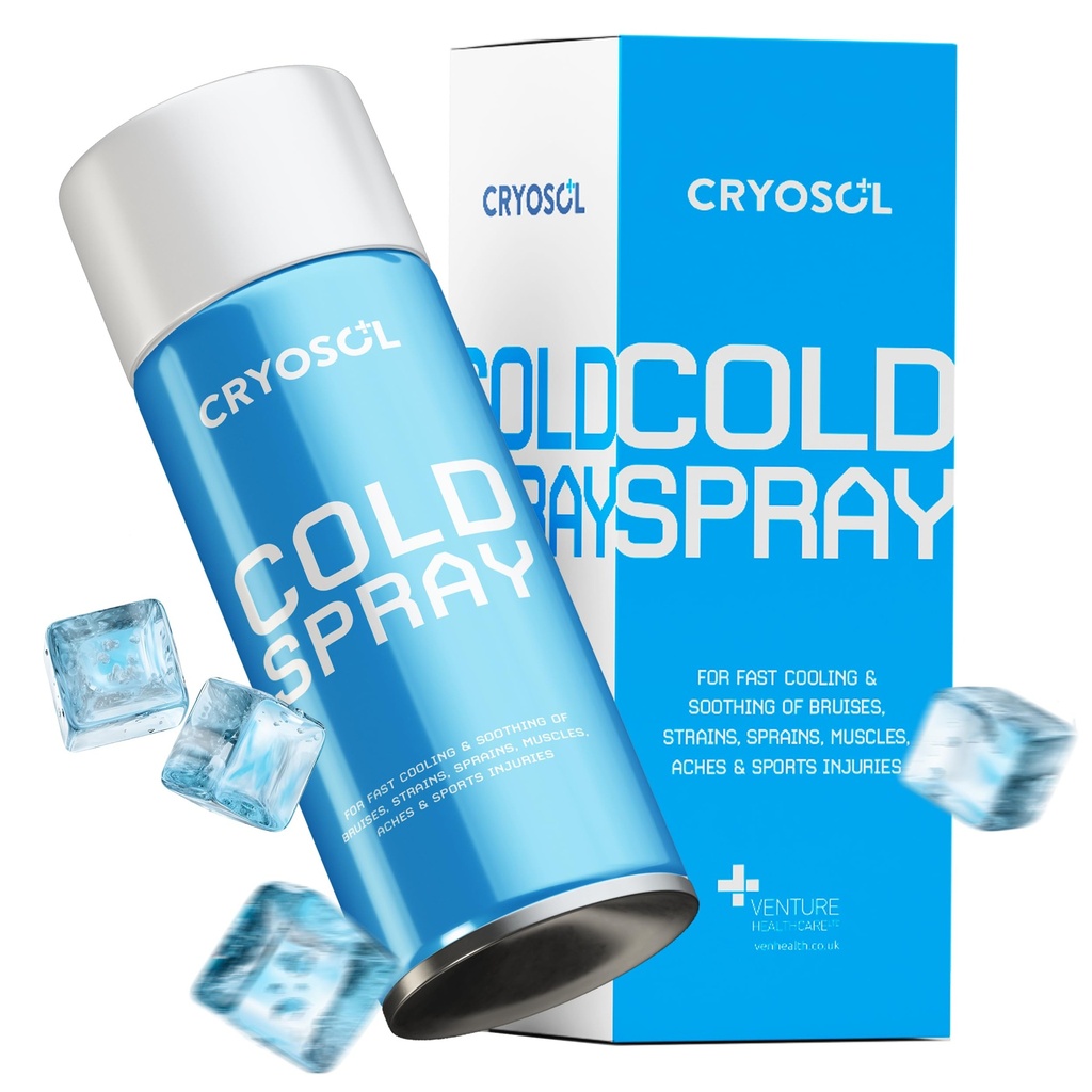 CRYOSOL Freeze Spray for Rapid Relief Anywhere - Pain Relief Spray for Sprains, Strains, Bruises, Aches and Sports Injuries - Cryotherapy for Instant Cooling Relief - 200ml / 6.76 fl oz