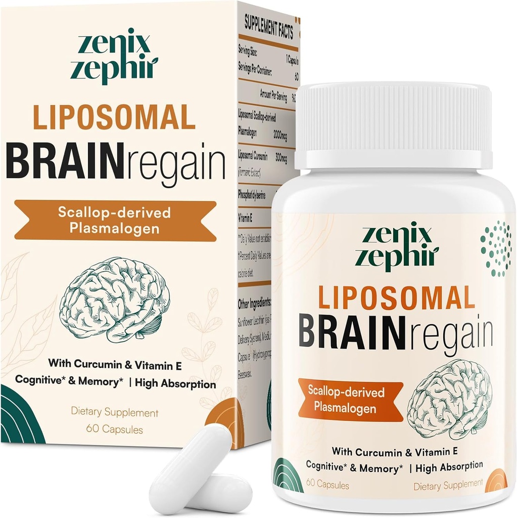 Suplemen Otak Lipomal untuk Memory dan Focus - Plasmalogen dengan Curcumin & Vitamin E untuk Penangguhan Lebih Baik - Dapat diterima untuk Senior, Dewasa & Women Kognitive Kesehatan, Potensi Tinggi 60