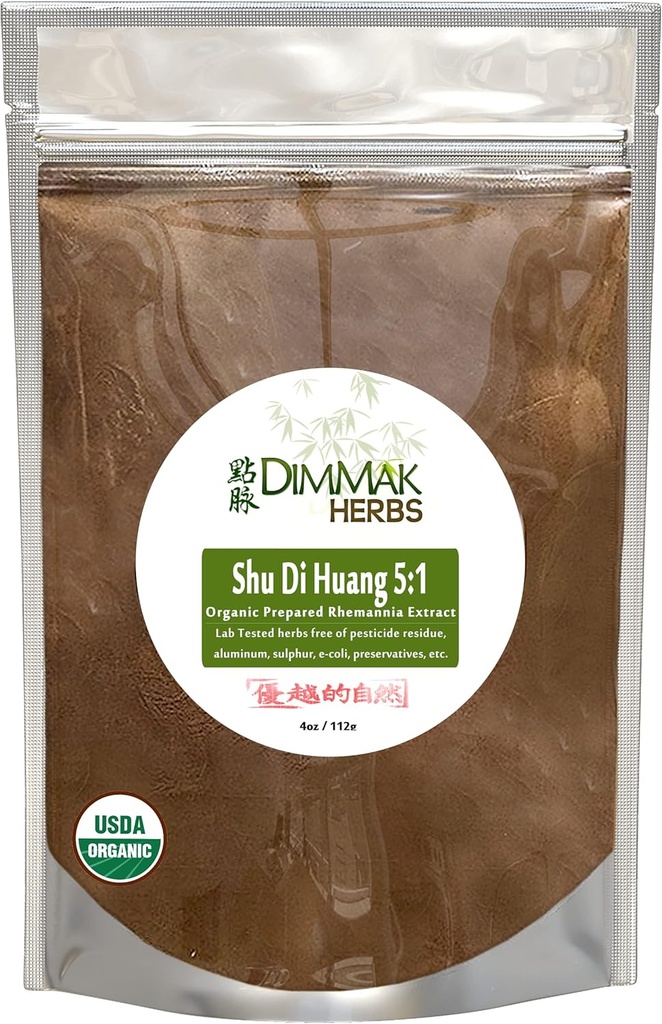 Orgánica Rehmannia Extract Powder 5:1 4oz Ø Lab Tested USDA Organic Prepared Rehmannia Shu Di Huang Concentrate Granules add to hot Water or Smoothie 112g