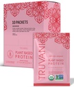 Truvani Vegan Pea Protein Powder | Strawberry | 20g Organic Plant Based Protein | Single Serving Travel Packets | 10 Servings | Keto | Gluten & Dairy Free | Low Carb | No Added Sugar