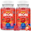 2PCS Iron Gummies for Kids & Teens, Kids Multivitamin with Iron Supplement, Calcium, Folate, Zinc, Prebiotic - for Blood Builder & Energy Support, Iron Deficiency - Vegan & Non-GMO - 120 Count
