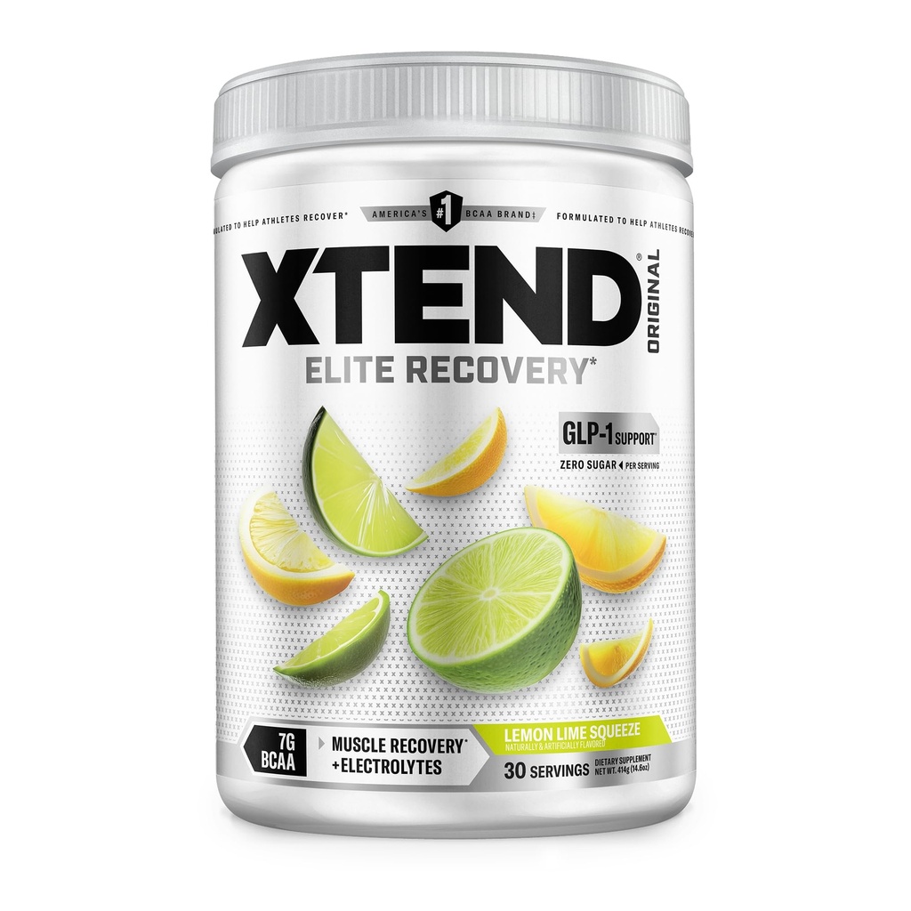 Xtend Original BCAA Powder, 7g BCAAs and 2.5g L-Glutamine for Muscle Recovery Hydration and Lean Muscle, Sugar Free Intra and Post Workout Drink with Electrolytes, Lemon Lime Squeeze, 30 Servings