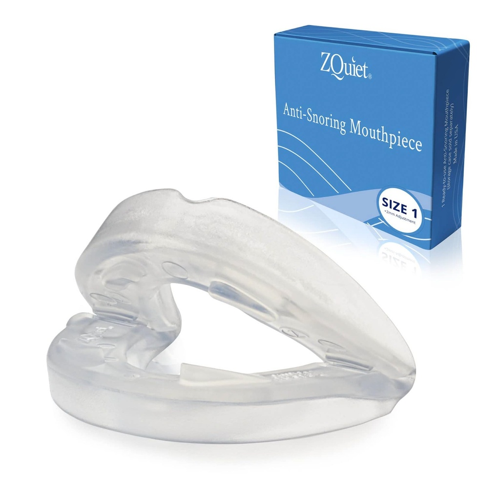 ZQuiet, Anti-Snoring Mouthpiece, Comfort Size #1, Single Refill, Clear, Made in USA, BPA-Free, Medical-Grade Material