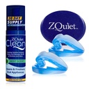 ZQuiet, Anti-Snoring Mouthpiece (Blue) + Cleaner (1.5oz Bottle), Starter Pack with 2 Sizes, Made in USA, BPA-Free, Medical-Grade Material